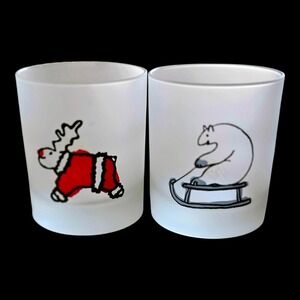 (2) Dartington Designs Frosted Double Old Fashion Cocktail Glasses Christmas